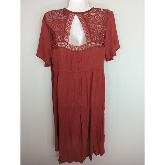 Almost Famous Tie Front Hi-Low Burnt Orange Bohemian Kimono MEDIUM NWT - Picture 6 of 13